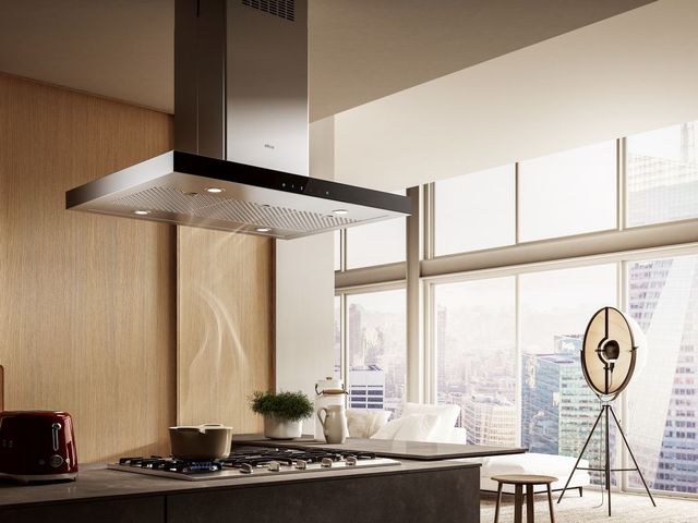 Elica Techne Series Maggiore 42" Stainless Steel Island Range Hood with Black Glass Trim-4