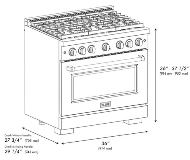 ZLINE 36" Stainless Steel Pro Style Gas Range-2