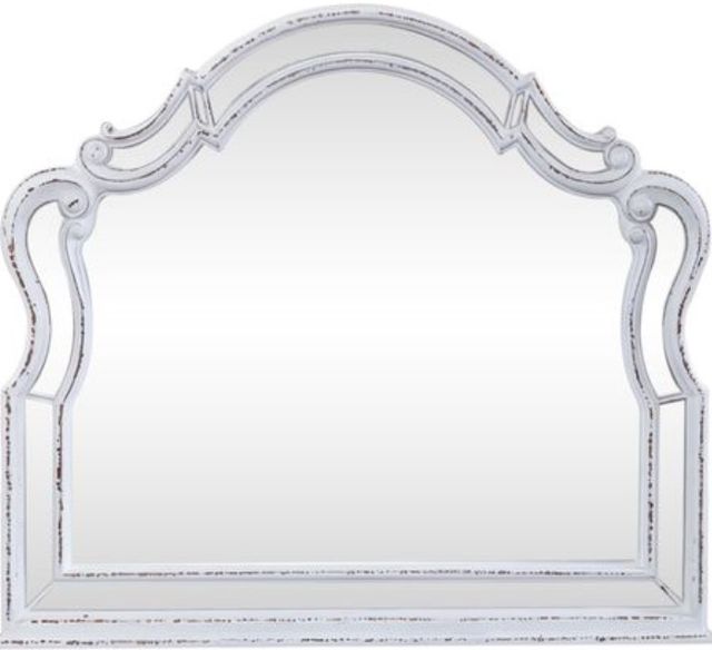 Liberty Furniture Magnolia Manor Antique White Scalloped Mirror-1