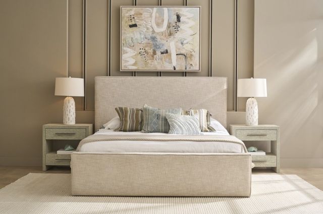 Universal Explore Home™ Oasis- Coastal Living Home Drift Yukon Sand King Upholstered Panel Bed-1