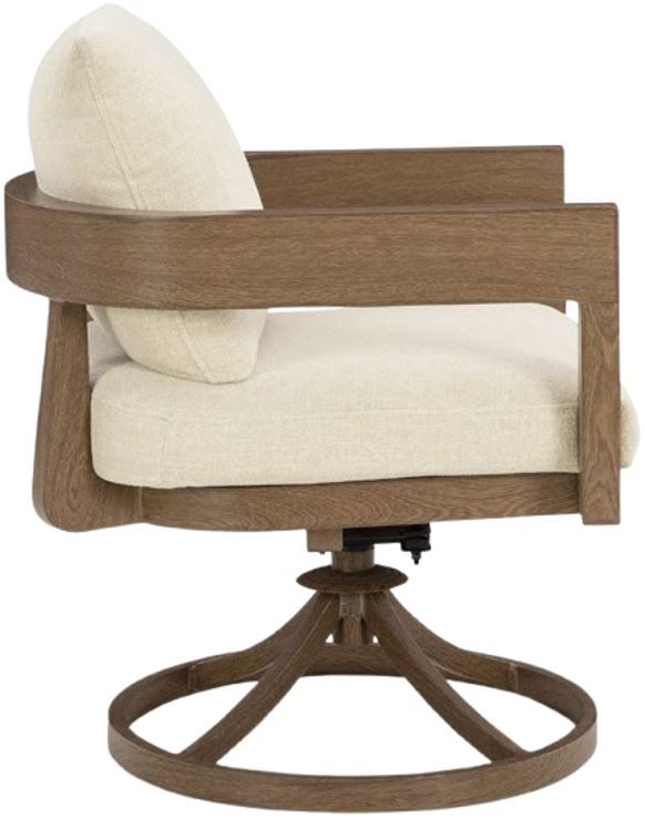 Signature Design by Ashley® Serene Bay 2-Piece Dark Brown/White Aluminum/Nuvella Outdoor Swivel Dining Chair with Cushion-4