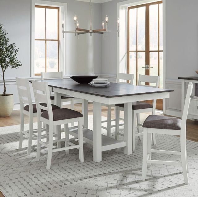 Liberty Furniture Brook Bay 7-Piece Carbon Gray/Textured White Optional Gathering Trestle Dining Set-1