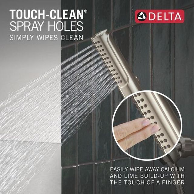 Delta Bonacci™ Lumicoat® Stainless 3-Hole Roman Tub Trim with Hand Shower-3