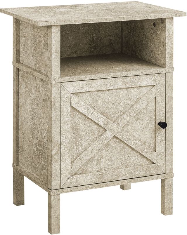 Monarch Specialties Inc. Cream Stone/Black Metal Accent Table -0