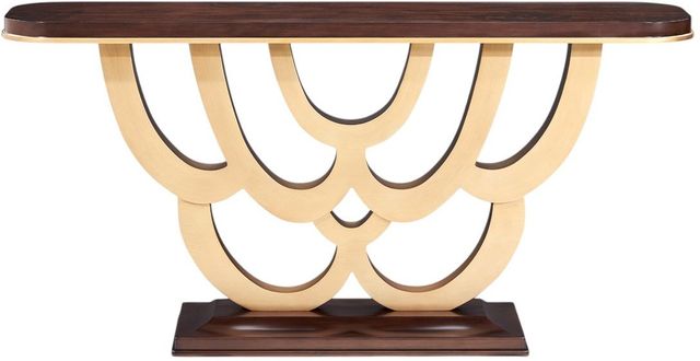 Michael Amini® Camellia Field Pecan-V166 Warm Pecan Console Table-1