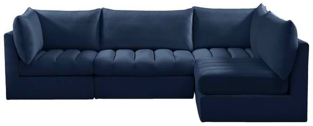 Meridian Furniture Jacob 4-Piece Navy Velvet Modular Sectional Set-1