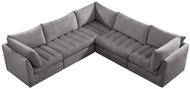 Meridian Furniture Jacob 5-Piece Grey Velvet Modular Sectional Set-2