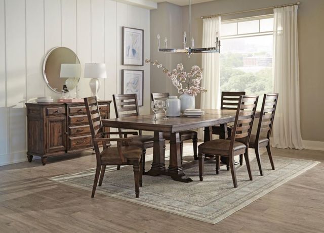 Coaster® Vintage Dark Pine Delphine Rectangle Dining Table with Extension Leaf-2