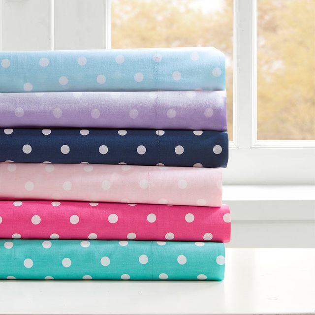 Olliix by Mi Zone Pink Full Polka Dot Printed 100% Cotton Sheet Set-3