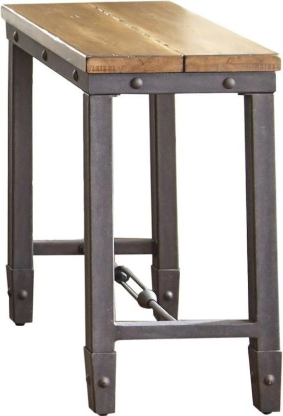 Steve Silver Co. Ashford Antique Honey Chairside Table with Brown Base-0