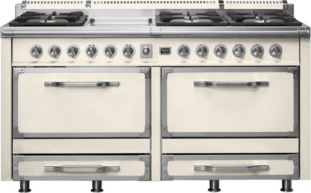 Viking® Tuscany 66” Pure White Pro Style Dual Fuel Range with Griddle-0