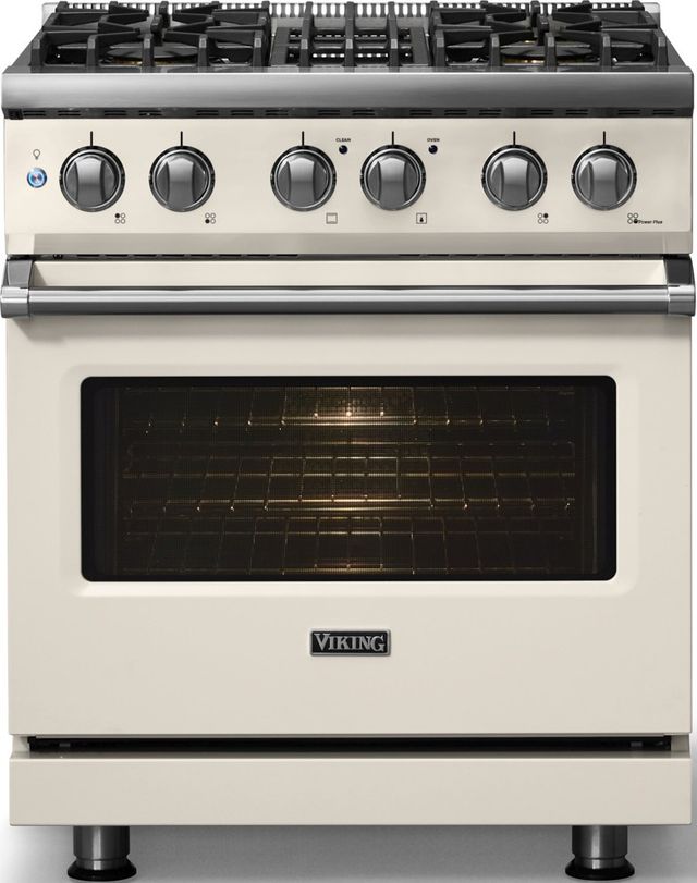 Viking® 5 Series 30" Pure White Pro Style Dual Fuel (NG) Range with Polished Chrome Trim-2