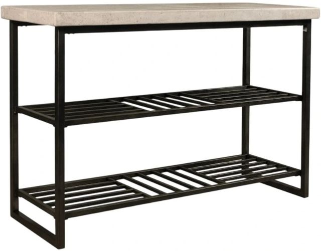 Riverside Furniture Capri Alabaster Travertine Console Table with Bronze Base-0