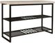 Riverside Furniture Capri Alabaster Travertine Console Table with Bronze Base-0