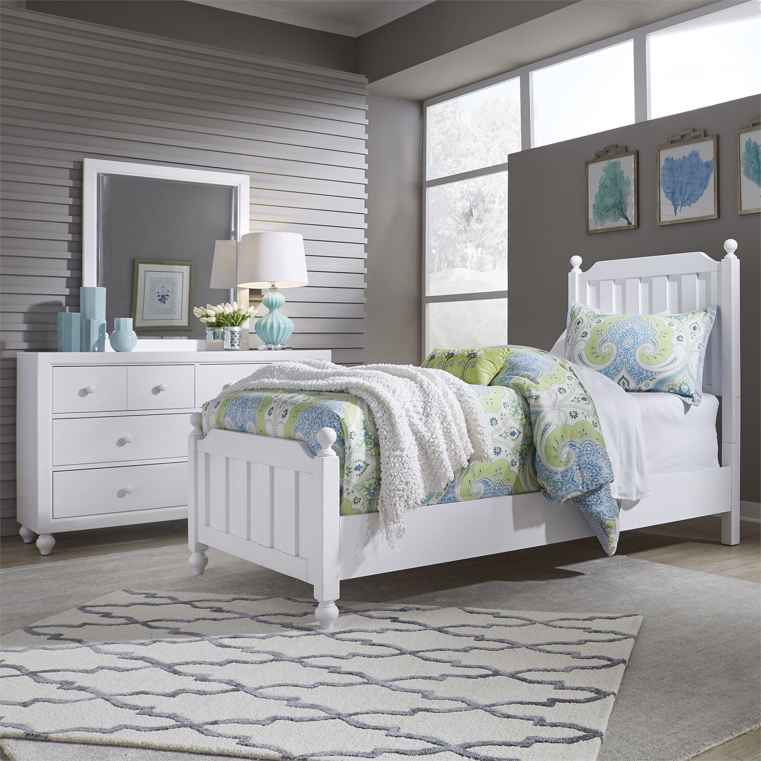 Liberty Furniture Cottage View 4 Piece White Youth Full Panel Bed Set Miskelly Furniture
