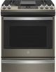 GE® 30" Fingerprint Resistant Slate Slide In Convection Gas Range-0