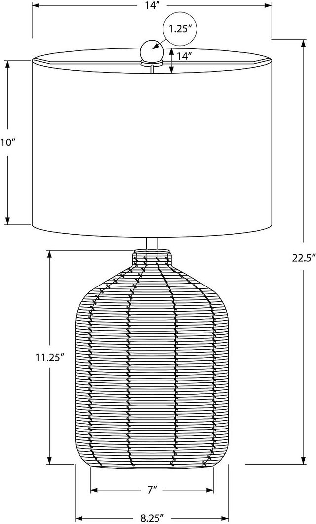 Monarch Specialties Inc. Brown Rattan Table Lamp-1