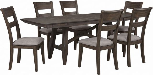 Liberty Furniture Double Bridge 7-Piece Dark Chestnut/Gray Trestle Dining Set-0