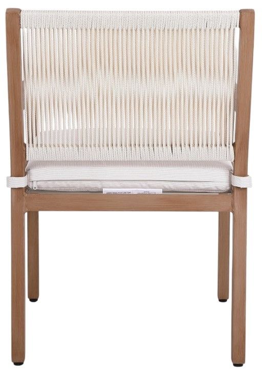 Meridian Furniture Maui Brown/Cream Aluminum Outdoor Dining Arm Chair-4