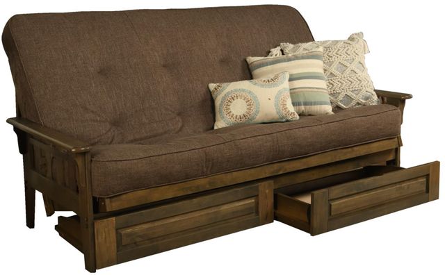 Kodiak Furniture Tucson Linen Cocoa/Rustic Walnut Queen Storage Futon with Mattress-0