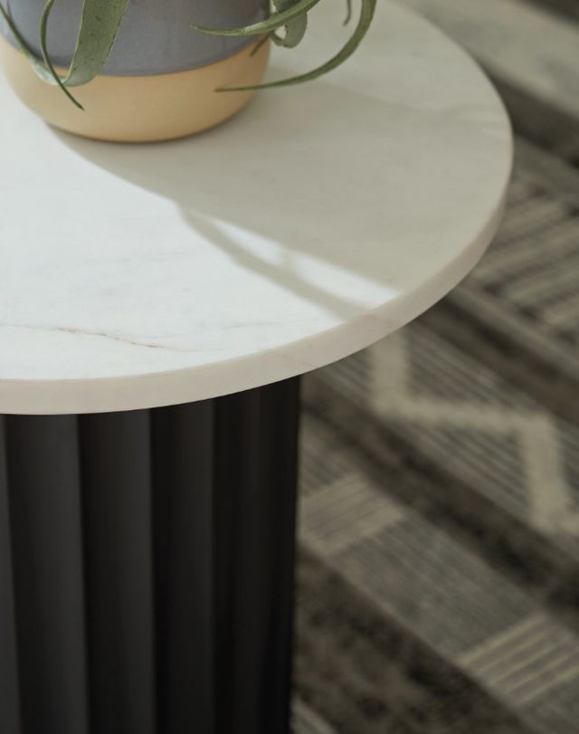 Signature Design by Ashley® Wainstone White Accent Table with Black Base-1