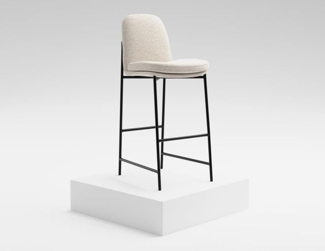International Furniture Direct Seating Blacksmithing Matte Black/Ivory 30" Upholstered Bar Stool-1