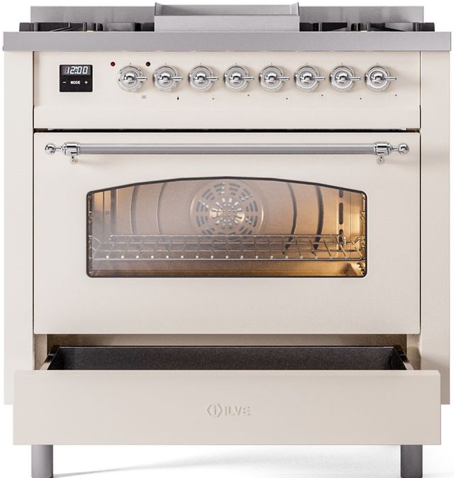 Ilve® Nostalgie II Series 36" Antique White Pro Style Dual Fuel Range-2