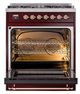 Ilve® Nostalgie II Noblesse 30'' Burgundy Pro Style Dual Fuel Range with Copper Trim-1
