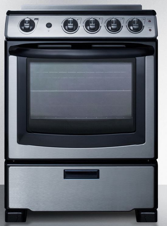 Summit® White Pearl Series 24" Black with Stainless Steel Slide-In Electric Range-2