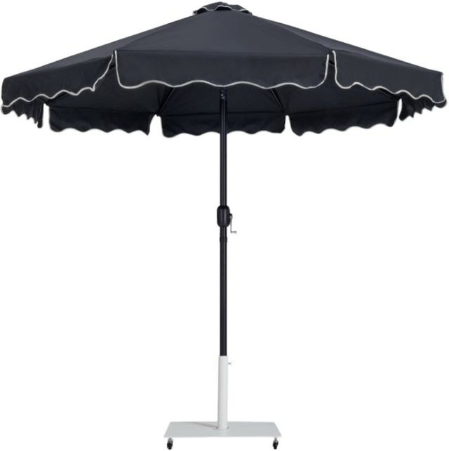 Meridian Furniture Amalfi Black/Black Aluminum Outdoor Patio Umbrella and Rectangular Base-0