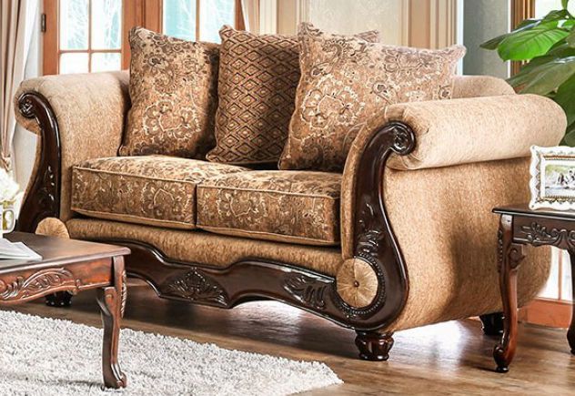 Furniture of America® Nicanor 2-Piece Tan/Gold Sofa and Loveseat-2