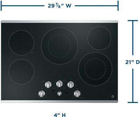 GE® 30" Stainless Steel Built-In knob Control Electric Cooktop-2