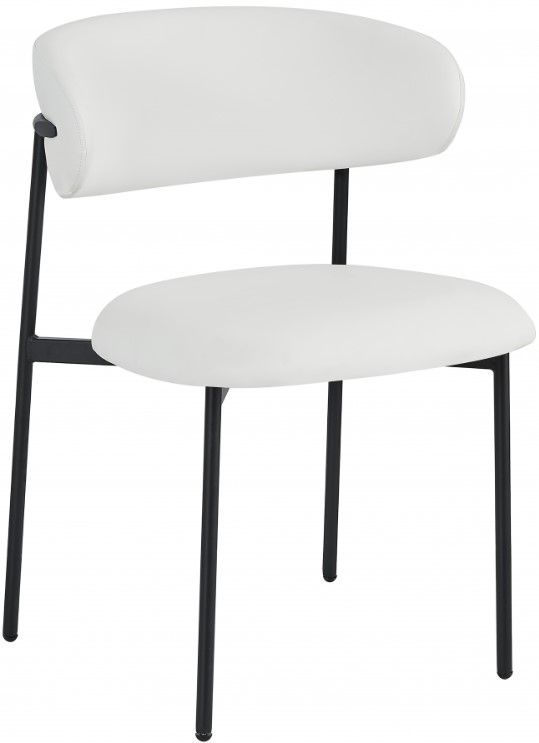 Meridian Furniture Lupita White/Matte Black Vegan Leather Dining Chair-0