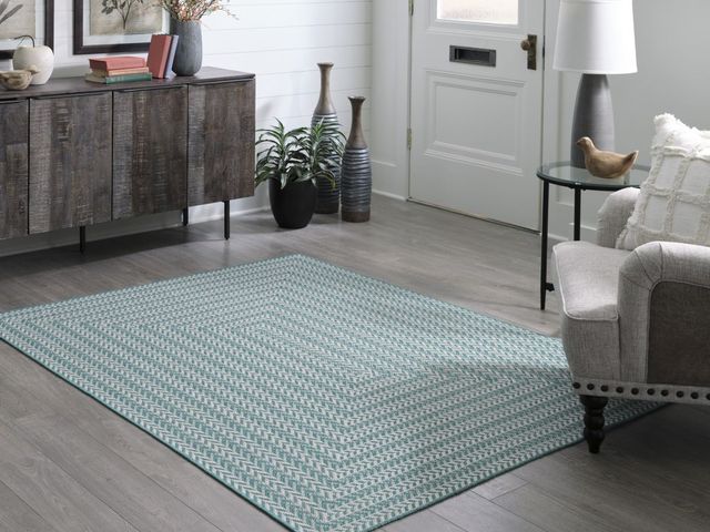 Signature Design by Ashley® Atlow Aqua/Cream 5'x7' Medium Area Rug-3