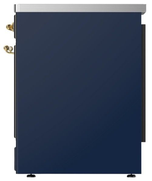 Ilve® Majestic III 30" Midnight Blue Pro Style Induction Range with Solid Door and Brass Trim-2