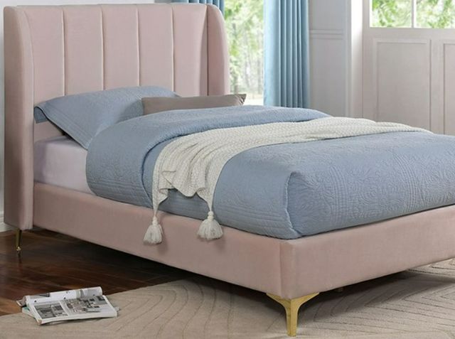 Furniture of America® Pearl Light Pink Twin Upholstered Panel Bed-1