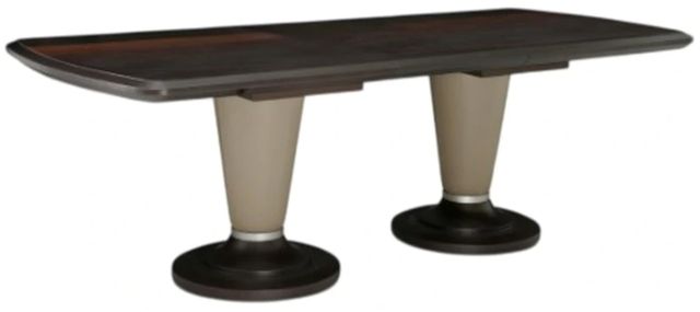 Michael Amini® 21 Cosmopolitan™ Umber Extendable Dining Table with Pebble Grain Taupe/Umber Base-1