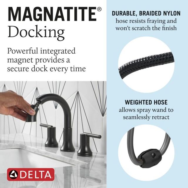 Delta Trinsic® Matte Black 2-Handle Lever Widespread Pull Down Bathroom-4