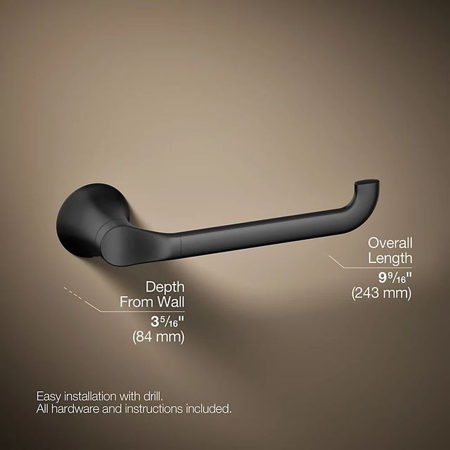 KOHLER® Simplice® Matte Black Towel Arm-2