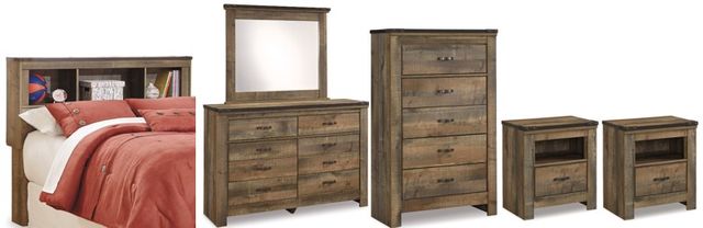Signature Design by Ashley® Trinell 6-Piece Brown Twin Bookcase Headboard Bed Set-0