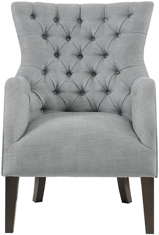 Olliix by Madison Park Grey Hannah Button Tufted Wing Chair-0