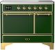 Ilve® Majestic III 40" Emerald Green Pro Style Induction Range with Solid Door and Brass Trim-0