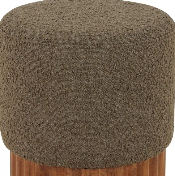 Meridian Furniture Veranda Olive/Walnut Boucle Fabric Ottoman-1
