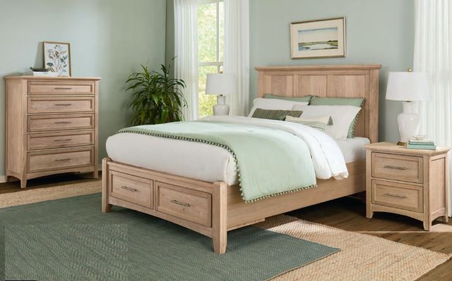 Vaughan-Bassett Jamestown Oak Mansion Bleached Oak Queen Storage Panel Bed -1