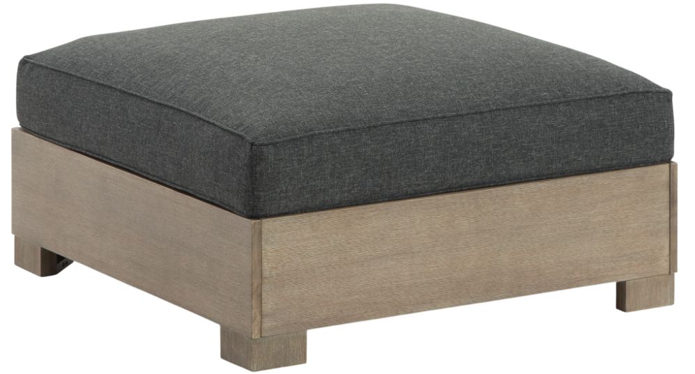 Signature Design by Ashley® Citrine Park Brown/Charcoal Fabric/Wooden Outdoor Ottoman with Cushion