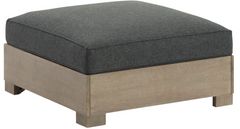 Signature Design by Ashley® Citrine Park Brown/Charcoal Fabric/Wooden Outdoor Ottoman with Cushion