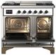 Ilve® Majestic III 40" Custom Pro Style Dual Fuel Natural Gas Range with Triple Glass Door and Burnished Trim-1