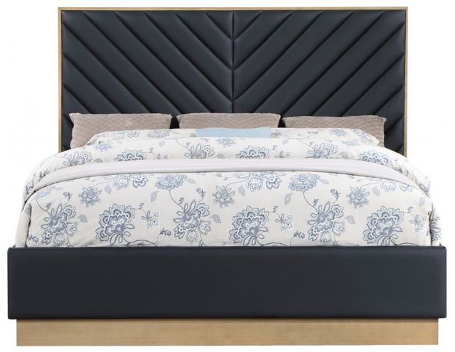 Meridian Furniture Casa Black Vegan Leather Queen Upholstered Panel Bed-1