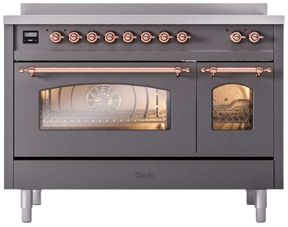 Ilve® Nostalgie II Series 48" Matte Graphite Pro Style Induction Range-3
