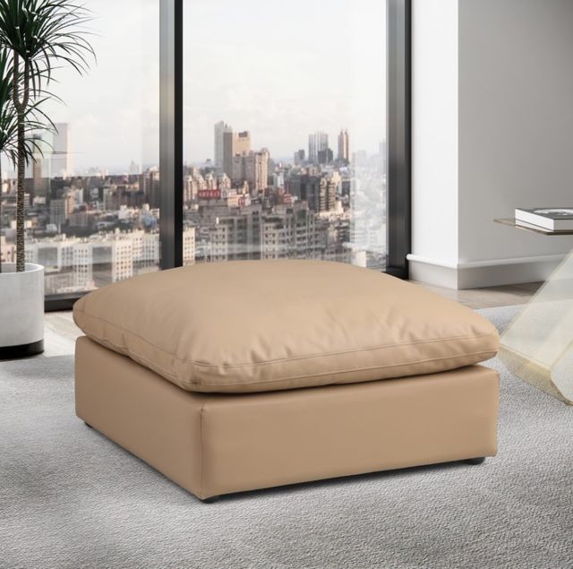 Meridian Furniture Comfy Tan Vegan Leather Ottoman-3